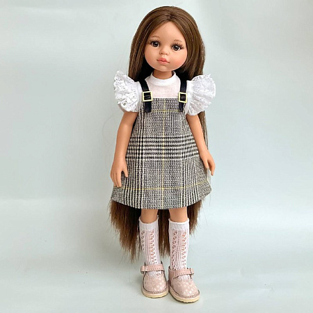 Клетчатый сарафан  и  блузка для куклы Paola Reina 33 см